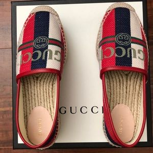 Brand New Gucci Logo Sylvie Platform Espadrille